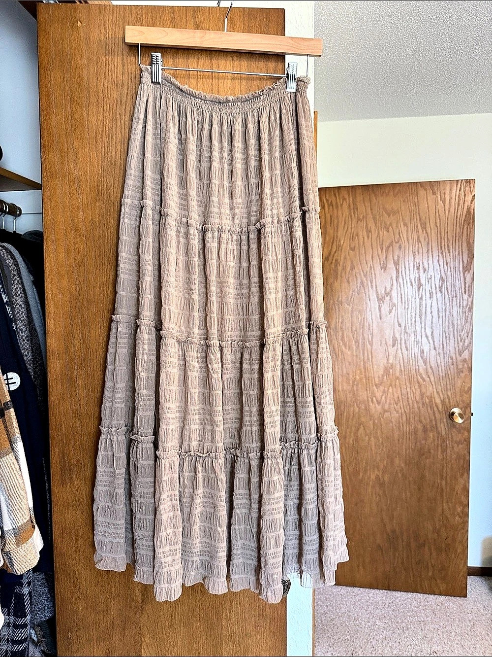 Tiered Maxi Skirt in Brown Like New